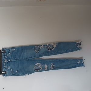 American Eagle Holy Jeans Cut Out Ripped Raw Hem Skinny Jeans